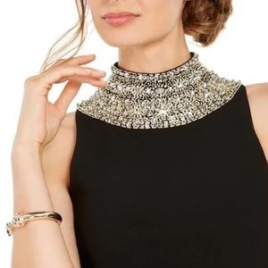 NWOT SL Fashions Embellished Collar Sleeveless Mock Style Black Dress XL